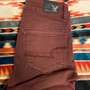 American Eagle Maroon Jean Shorts